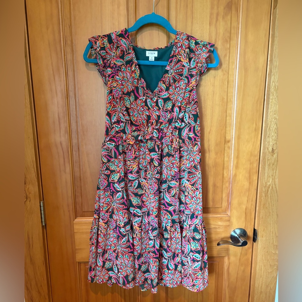 J. Crew Green floral Multicolor Dress